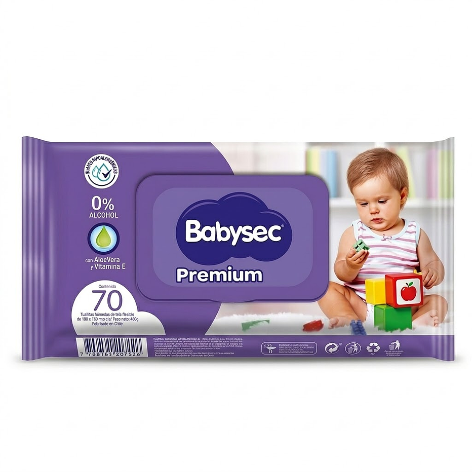Toallitas Húmedas Babysec Premium - Pack 70 Unidades 1
