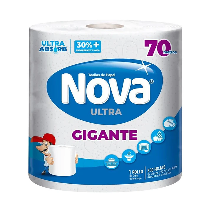 Toallas de Papel Nova Ultra Gigante Doble Hoja 70 Mt 1