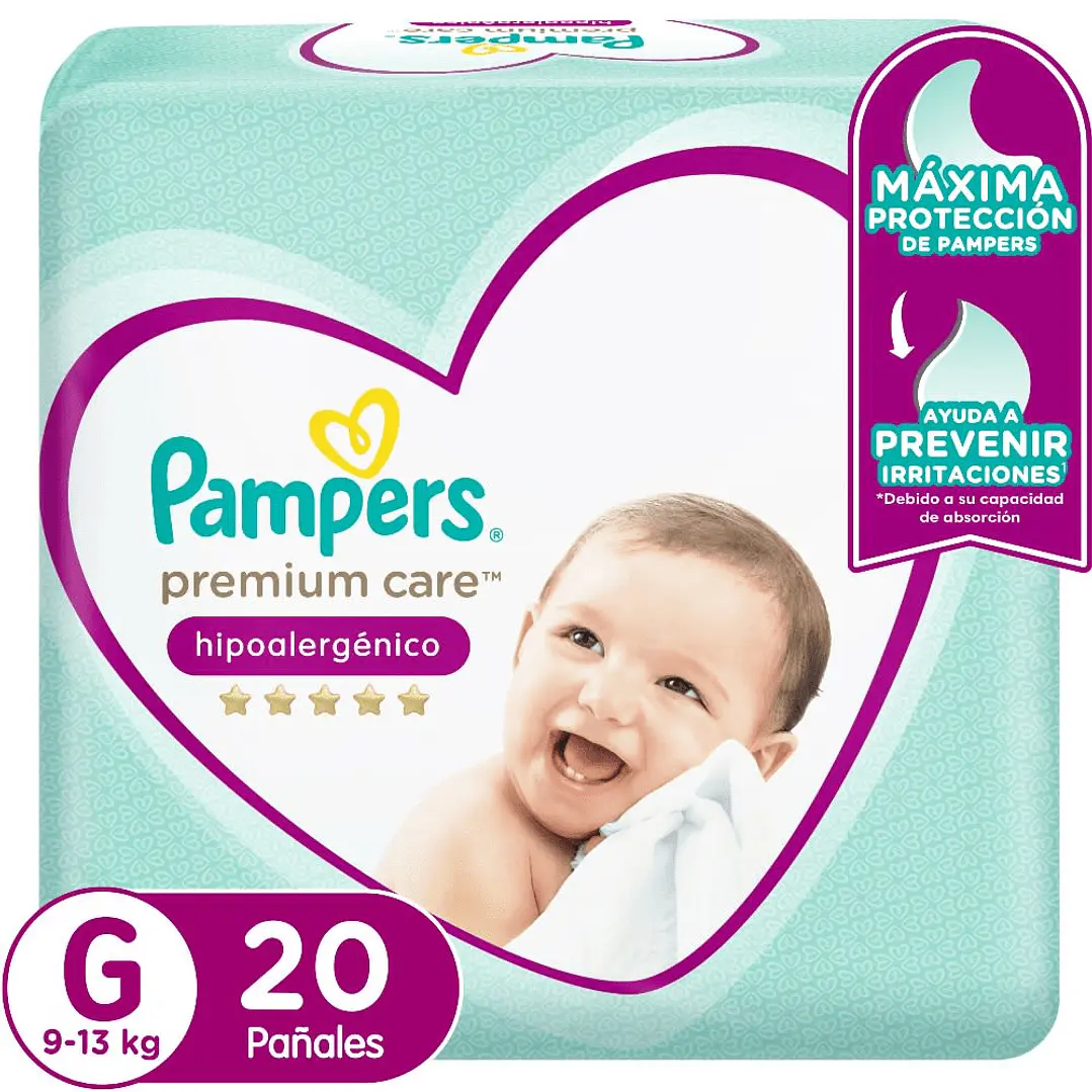 Pañal Pampers Premium Care  -Talla G 20 Un 1