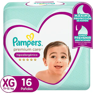 Pañal Pampers Premium Care  -Talla XG 16 Un