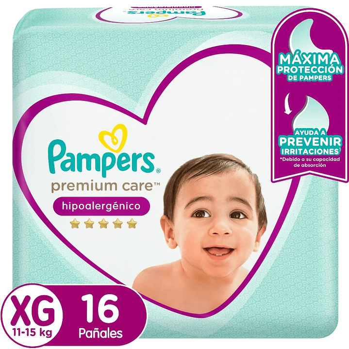 Pañal Pampers Premium Care  -Talla XG 16 Un 1