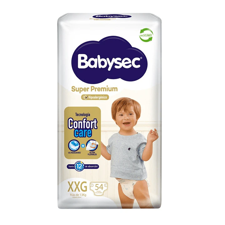 Pañal Quincenales Babysec Super Premium - Talla XG 54 Un 1