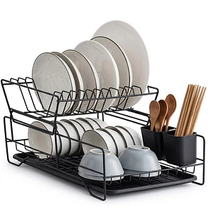 Secaplatos Organizador 2 Niveles – Negro Compacto