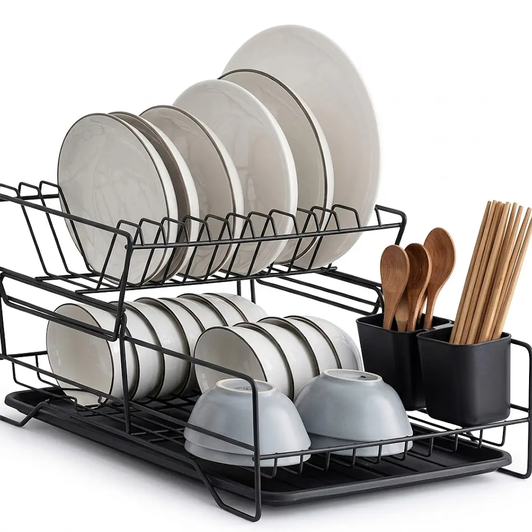 Secaplatos Organizador 2 Niveles – Negro Compacto 1