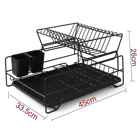 Secaplatos Organizador 2 Niveles – Negro Compacto 2