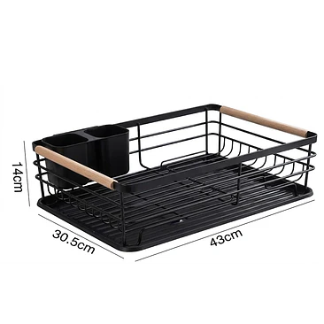 Secaplatos Organizador 1 Nivel – Negro y Madera Nordik 2