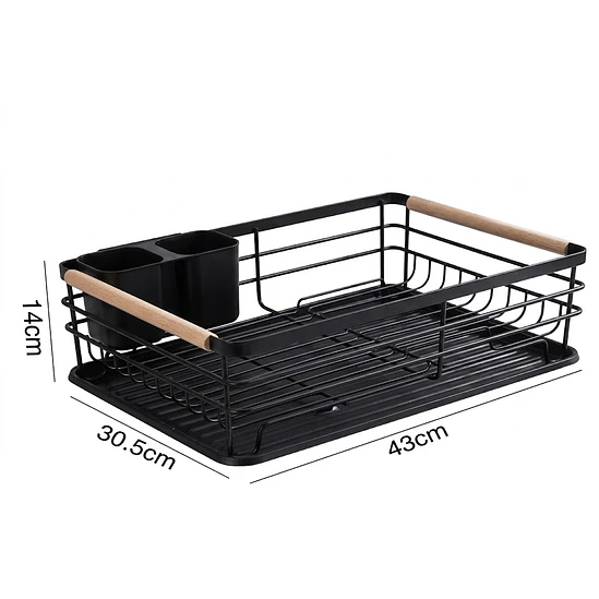 Secaplatos Organizador 1 Nivel – Negro y Madera Nordik 2