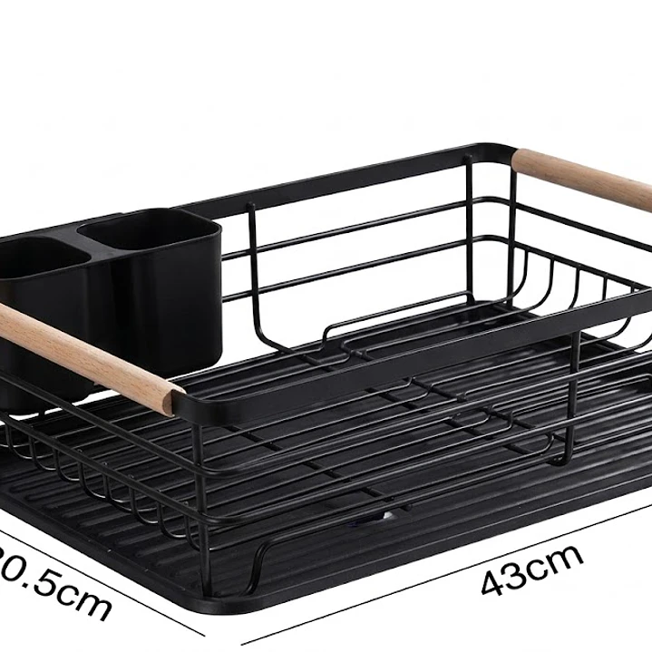Secaplatos Organizador 1 Nivel – Negro y Madera Nordik 2