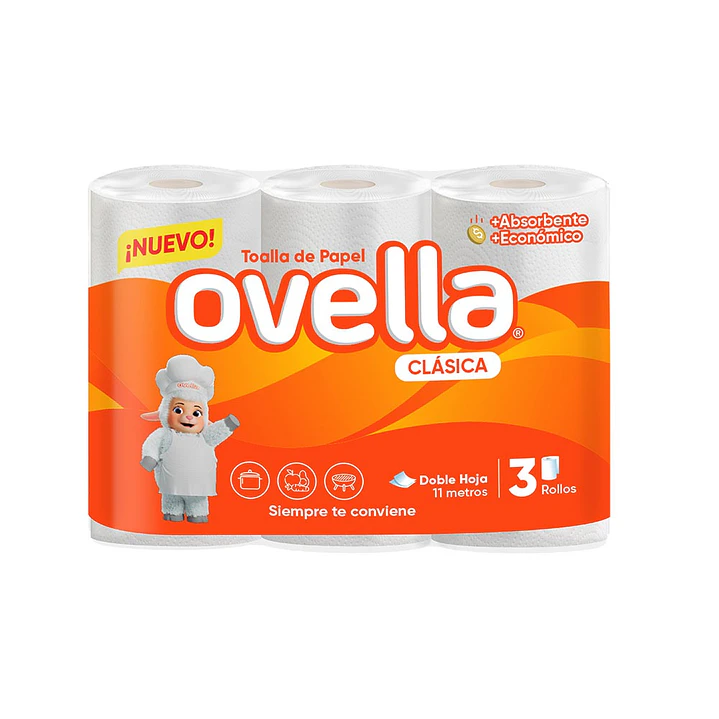 Toalla De Papel Ovella Clásica 3 x 11 mt  1