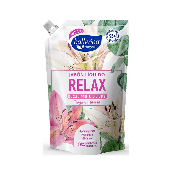 Jabón Líquido Ballerina 750 ml Relax - Eucaliptus y Liliums 1