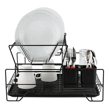 Escurridor De Platos Seca Cubiertos 2 Niveles Desmontable Color Negro 1