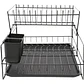 Escurridor De Platos Seca Cubiertos 2 Niveles Desmontable Color Negro - Miniatura 4