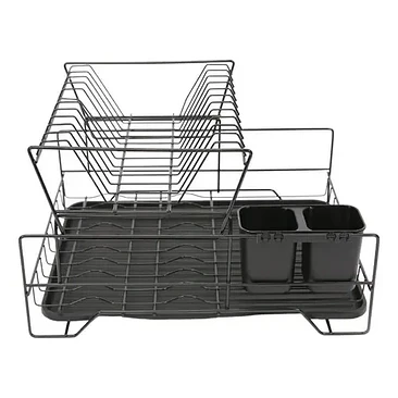 Escurridor De Platos Seca Cubiertos 2 Niveles Desmontable Color Negro 7