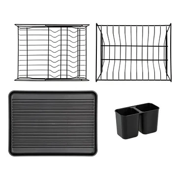 Escurridor De Platos Seca Cubiertos 2 Niveles Desmontable Color Negro 8
