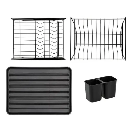 Escurridor De Platos Seca Cubiertos 2 Niveles Desmontable Color Negro 8