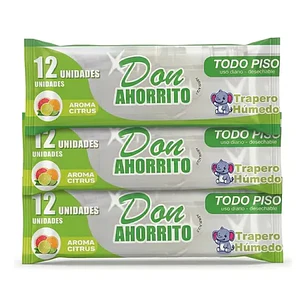 Traperos Húmedas Don Ahorrito 12 Uni - Pack X3 Citrus