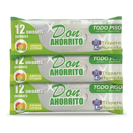 Traperos Húmedas Don Ahorrito 12 Uni - Pack X3 Citrus 1