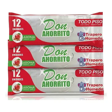Traperos Húmedas Don Ahorrito 12 Uni  Pack X3 Manzana Canela 1