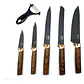 Set De 5 Cuchillos Mango De Madera + Pelador Juego Cuchillos Color Negro/madera - Miniatura 2