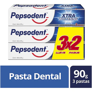 Pack X3 Pasta Dental Xtra Whitening Fórmula Suave 270g Pepsodent