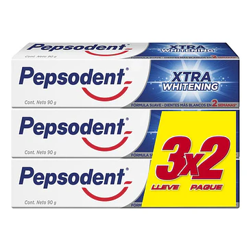 Pack X3 Pasta Dental Xtra Whitening Fórmula Suave 270g Pepsodent 2