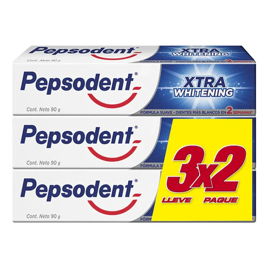 Pack X3 Pasta Dental Xtra Whitening Fórmula Suave 270g Pepsodent 2