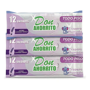 Traperos Húmedas Don Ahorrito 12 Uni - Pack X3 Lavanda