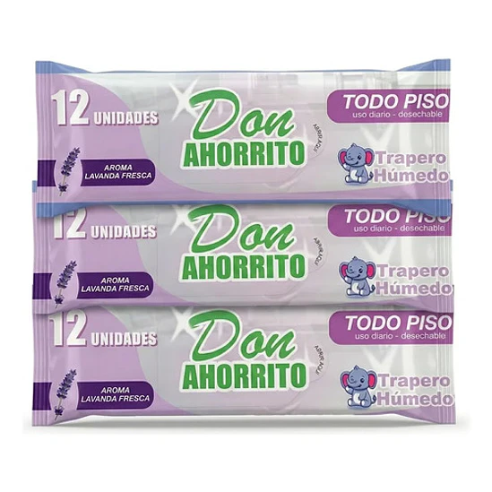 Traperos Húmedas Don Ahorrito 12 Uni - Pack X3 Lavanda 1