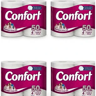 Papel Higiénico Confort Doble Hoja 50m Pack 16 Rollos