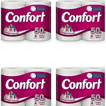 Papel Higiénico Confort Doble Hoja 50m Pack 16 Rollos 1