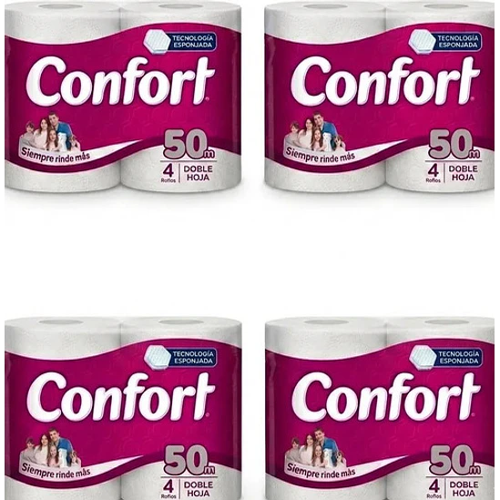 Papel Higiénico Confort Doble Hoja 50m Pack 16 Rollos 1