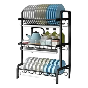 Secador Escurridor De Loza Platos 3 Niveles / Negro