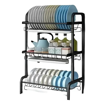 Secador Escurridor De Loza Platos 3 Niveles / Negro 1