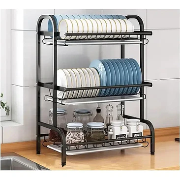 Secador Escurridor De Loza Platos 3 Niveles / Negro 3