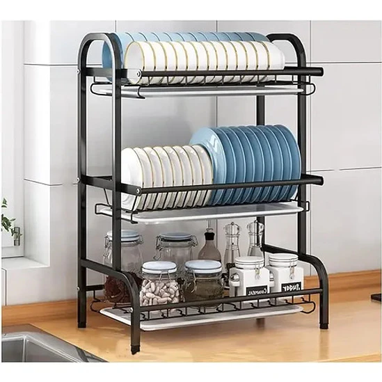 Secador Escurridor De Loza Platos 3 Niveles / Negro 3
