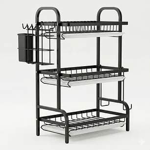 Secador Escurridor De Loza Platos 3 Niveles / Negro