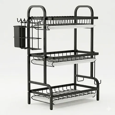 Secador Escurridor De Loza Platos 3 Niveles / Negro 1