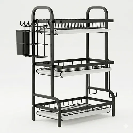 Secador Escurridor De Loza Platos 3 Niveles / Negro 1