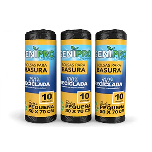 Pack 3 Bolsas para Basura GENIPRO 50x70 cm - 10 Unidades - 100% Reciclada