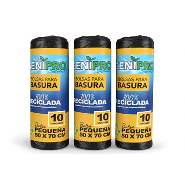 Pack 3 Bolsas para Basura GENIPRO 50x70 cm - 10 Unidades - 100% Reciclada 1