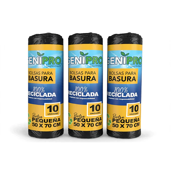 Pack 3 Bolsas para Basura GENIPRO 50x70 cm - 10 Unidades - 100% Reciclada 1