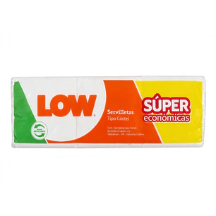 Servilletas Tipo Cóctel LOW Súper Económicas 23x22 cm - Envase Reciclable