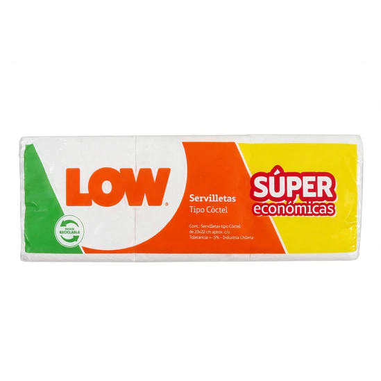 Servilletas Tipo Cóctel LOW Súper Económicas 23x22 cm - Envase Reciclable 1