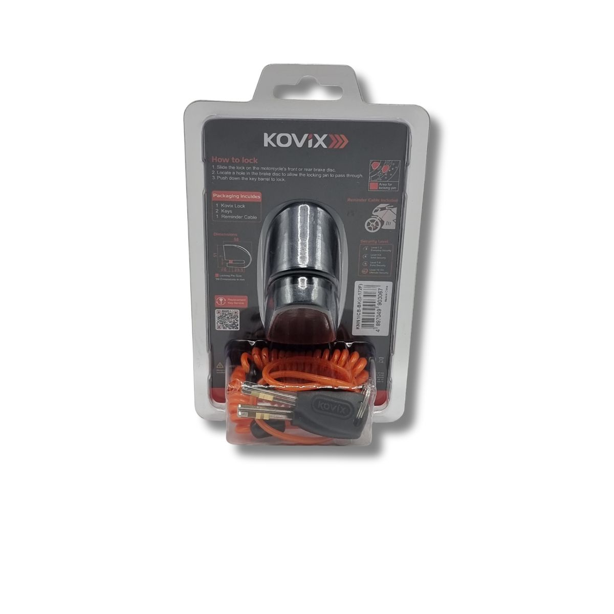 Candado de Disco Kovix KNN1 Negro | Pasador 6mm + Cable Recordatorio 3