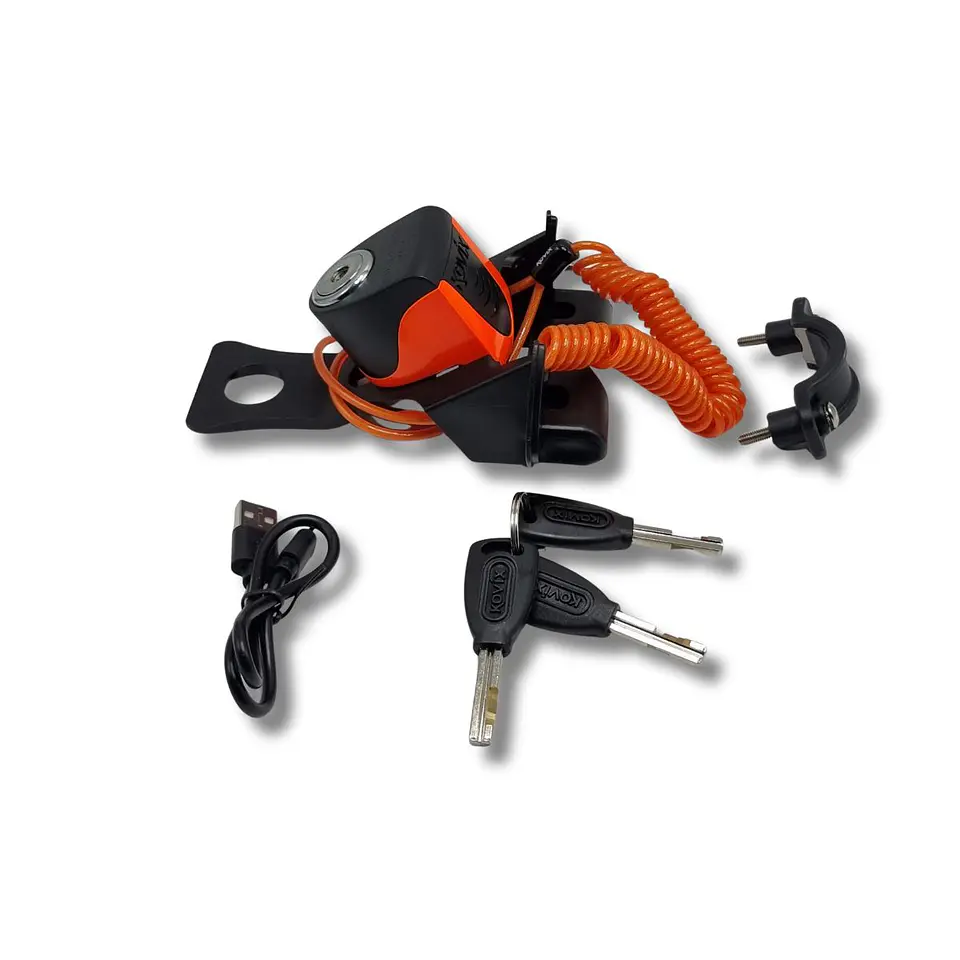 Candado con Alarma Kovix KS6 Naranjo Flúor | 120dB + Pasador 6mm 1