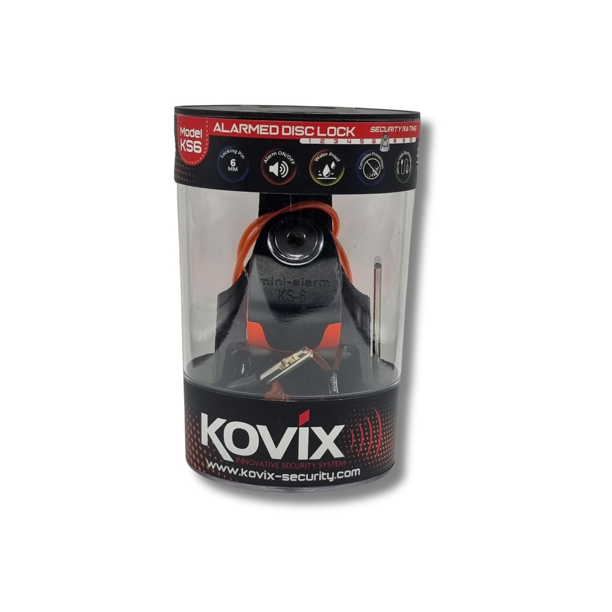 Candado con Alarma Kovix KS6 Naranjo Flúor | 120dB + Pasador 6mm 3