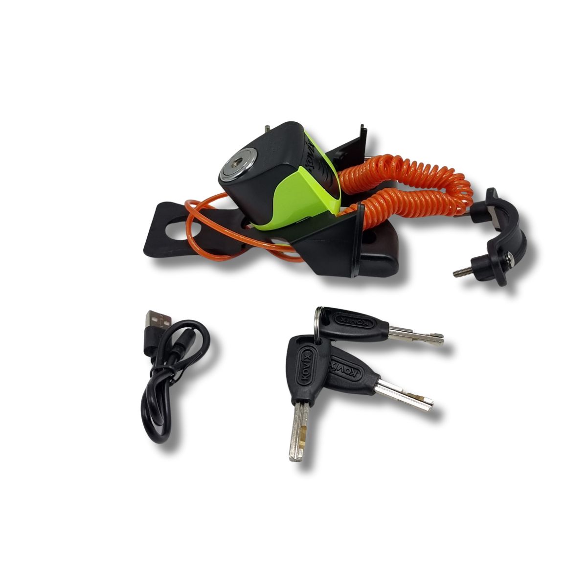 Candado con Alarma Kovix KS6 Verde Flúor | 120dB + Pasador 6mm 3