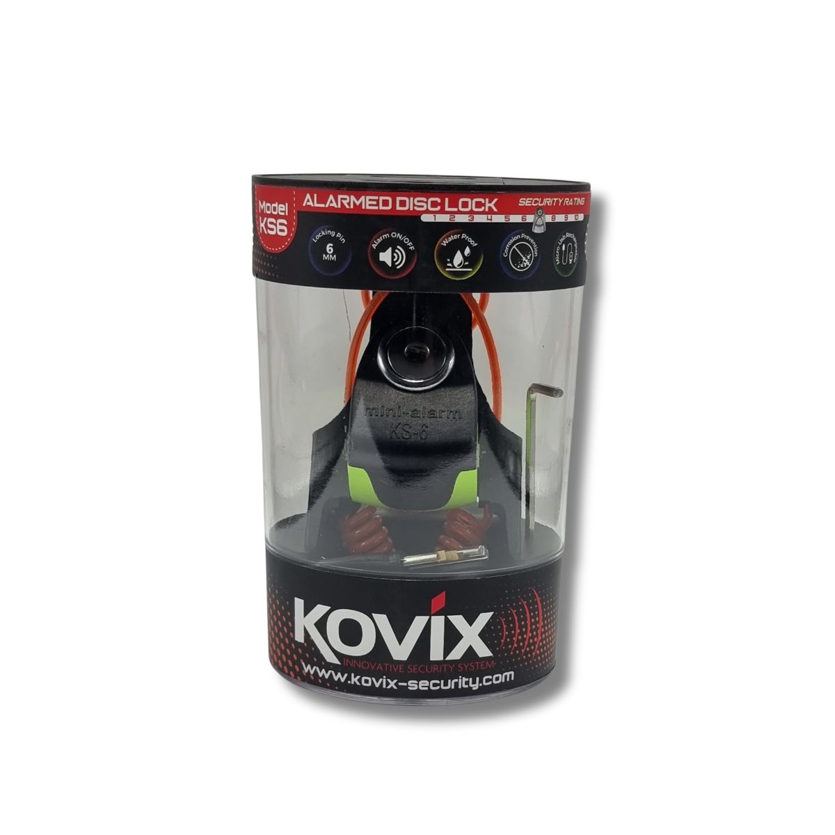 Candado con Alarma Kovix KS6 Verde Flúor | 120dB + Pasador 6mm 4