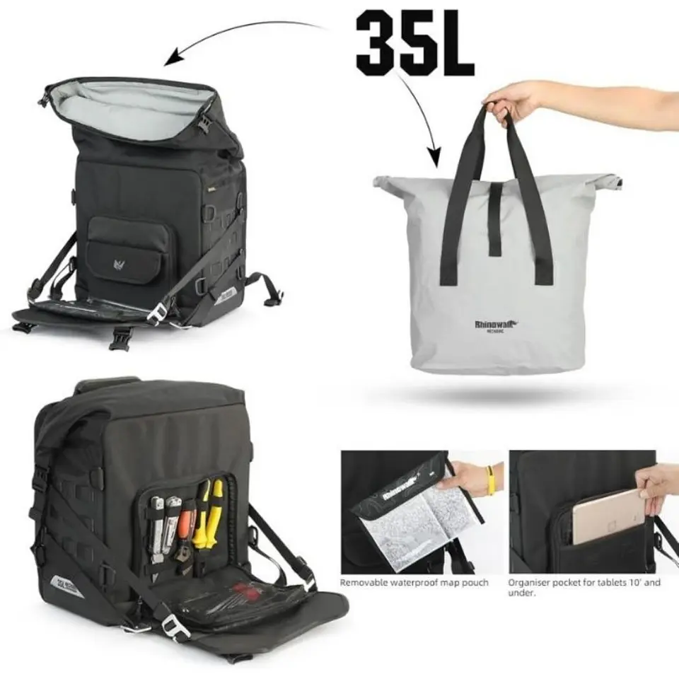 Bolso lateral (unidad) Rhinowalk moto MJX2004 35L impermeable liberación rápida | Moto & Aventura   9