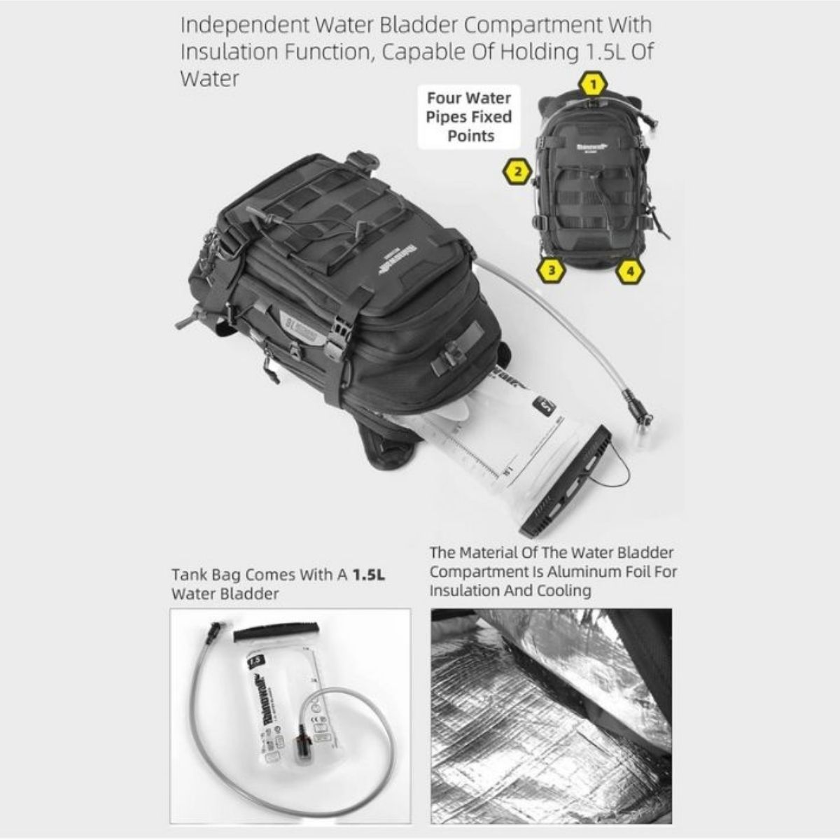 Bolso de estanque y mochila Rhinowalk Mechani MJX2002 9L | Moto & Aventura 12